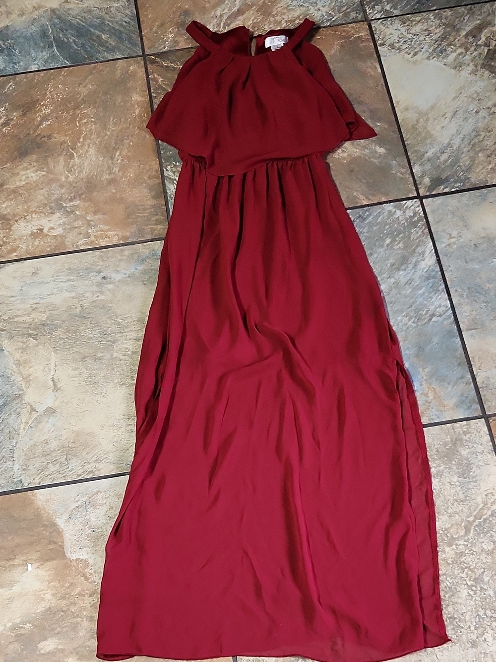 Sweet Storm Wine Red Halter Maxi Dress